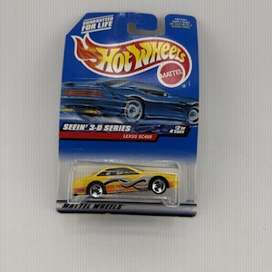Hot Wheels Lexus SC400 1:64 Diecast Model - Yellow Flame Design - SEEIN' 3-D Series