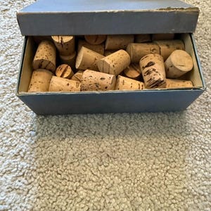 Vintage Newell Buttons Box: Pearl No. 345 with Assorted Corks