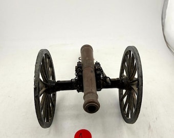 Vintage Penn Craft USA Cast Iron & Brass Wheeled Military Cannon