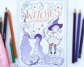 Witches Colouring Book by Michelle Beech // 16 pages - A5 size - art - illustration - fantasy - magic