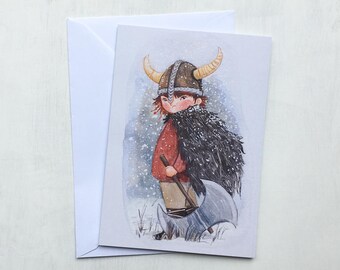 Viking Boy Birthday Greeting Card // A6 size - blank inside - gift - stationery