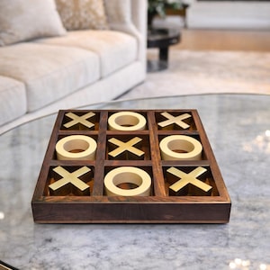 Jogo da Velha Artesanal em Madeira de Jacarandá – Jogo de Tabuleiro de Luxo para Decoração de Mesa de Centro