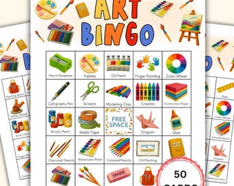 Art Bingo Game Printable - Art Classroom Activity, Kids Art Party Game, Homeschool Little Artist Lesson