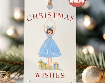 Nutcracker Ballerina Gift Tags Printable, Christmas Gift Tags, Ballet Dancer Holiday Tags, Christmas Wishes Tags, Instant Download
