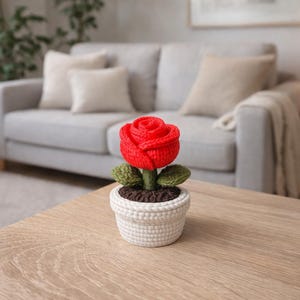 Rose Pot STL File – Crochet Style Flower Decor – Cute Desk Ornament – FDM Printable – Digital Download – Commercial License