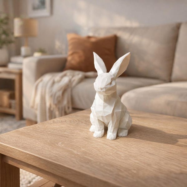 Low Poly Bunny STL File – Modern Rabbit Decor – Easter Figurine – 3D Print Model – Digital Download – Commercial License