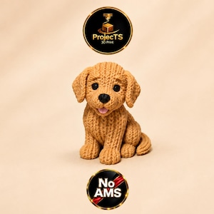Knitted Golden Retriever Puppy STL File – Cute Dog Figurine – Amigurumi Style Decor – Easy FDM Print – Digital Download – Commercial License