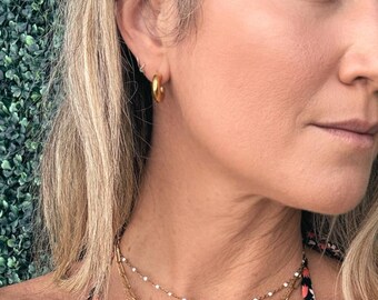 Isla Huggie Chucky Earrings: Waterproof Sweatproof Tarnish Free