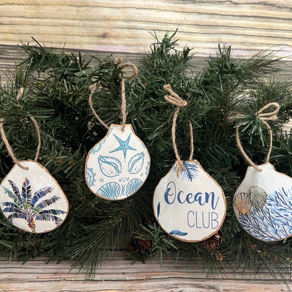 Bibelot de coquillage, Décoration d'intérieur Coastal Ocean Club, Ornements de coquillages, Décoration de maison tropicale, Coquillage, Ornement de mer, Ornement de palmier