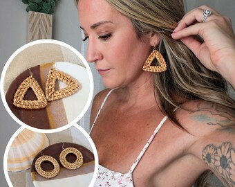 Minimalist Boho Chic Rattan Earrings