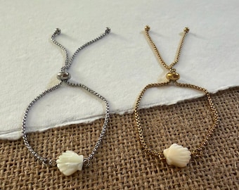 Minimalist Seashell Bracelet, adjustable, waterproof jewelry