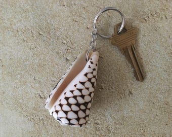 Hawaiian Seashell Key Ring, Natural Seashell Key Chain, Shell Key Chain, Mermaid Key Ring, Unique gift for Her, Holiday Mermaid Gift