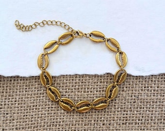 Cowrie Puka Seashell Waterproof Statement Bracelet