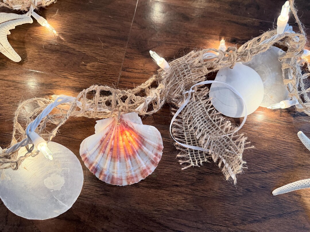 Seashell Garland: 10 Ft Beach Decor With Starfish Lights - Etsy