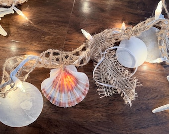 Seashell Garland: 10 ft Beach Decor with Starfish Lights