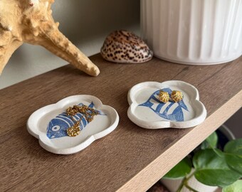 Set of Small Fish Trinket Dish: Air Dry Clay Jewlery Dish
