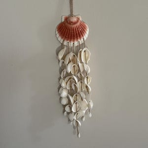 Colorful White Seashell Wind Chime, White sea shell windchime, beach theme wind chime, Shell wind chime, Beach House Wind Chime, Unique OOAK