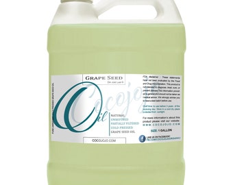 Unrefined Grapeseed Oil: Cold Pressed, Non-GMO Carrier Oil Skin Care (128oz) -Bulk