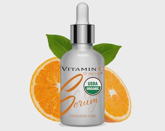 Suero de vitamina C: certificado por el USDA, orgánico, hidratante para una tez radiante (1 oz)