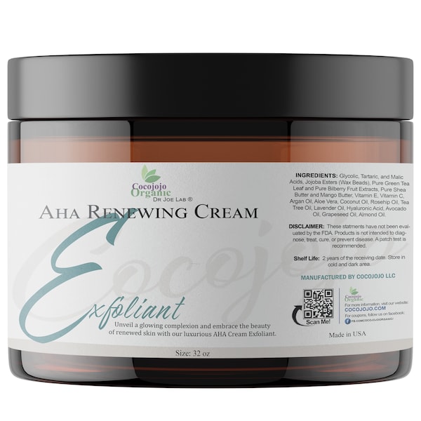 32 oz – Aha-Creme-Peeling: 100 % reines, gentechnikfreies, veganes, kosmetisches Elixier zur Glättung der Haut für die tägliche Feuchtigkeitspflege