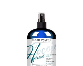 Rose Water Floral Hydrosol - 100% Pure Steam Distilled Natural Vegan Cruelty Facial Toner for Face Hair Locs Dreads Body Pores Mist Spritz