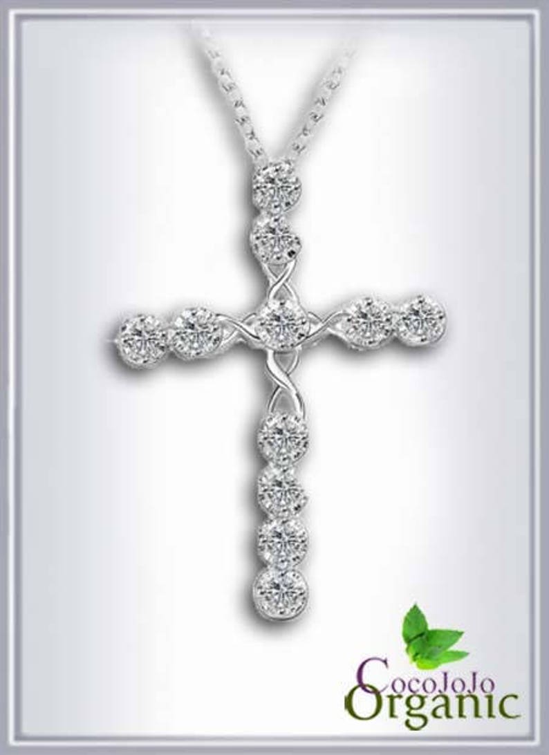 925 Pure Silver Cross Pendant Rhinestone Crystal Etsy
