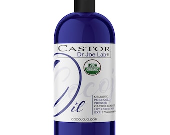 USDA Organisches raffiniertes Rizinusöl: Kaltgepresstes, jungfräuliches, tiefenpflegendes Haar & Haut (32 Unzen)