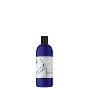 May include: A blue bottle of Jojoba Oil, labeled "Jojoba Oil Pure & Natural Unrefined Cold Pressed Jojoba Oil COCOJOJO.COM".