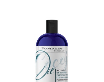 Hidratante de aceite de semilla de calabaza sin refinar: parcialmente filtrado, prensado en frío, vegano, para rostro y cabello (226 ml)