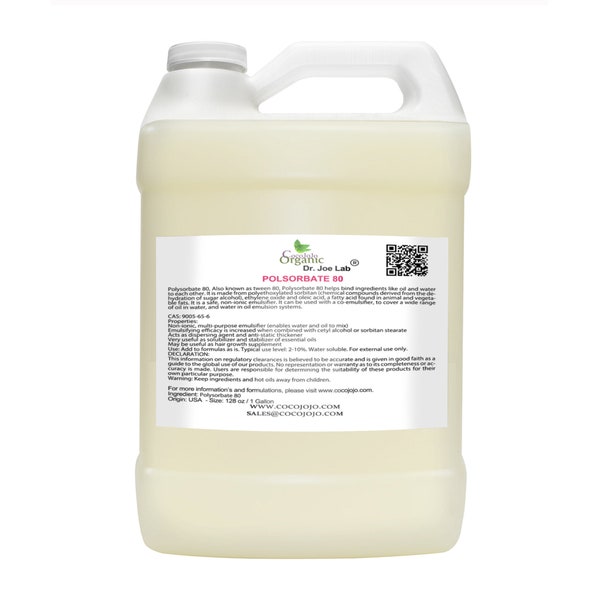 Polysorbate 80 Solubilizer - Natural Cosmetic Ingredient for DIY, Bath Bombs, Skin Care Foam Makeup Base Shampoo Fragrance Emulsifier Bulk