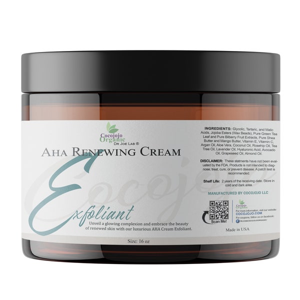 16 Unzen - Aha Cream Peeling: 100% reines, gentechnikfreies, veganes, kosmetisches Formulierungselixier, um die Haut für die tägliche Feuchtigkeitscreme zu glätten