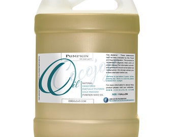 Aceite de semilla de calabaza: parcialmente filtrado, sin refinar, prensado en frío, aceite portador cosmético (1 galón) - Venta al por mayor