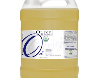 May include: A gallon jug of USDA certified organic olive oil. The label reads "Olive Dr Joe Lab" and "Cocojojo Oil". The label also includes the USDA organic seal and the text "Pure Cold Pressed Olive Oil".