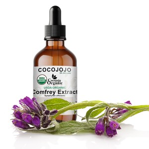 Organic Comfrey Extract Liquid Drops: USDA Certified Alcohol-Free Skin & Hair Serum
