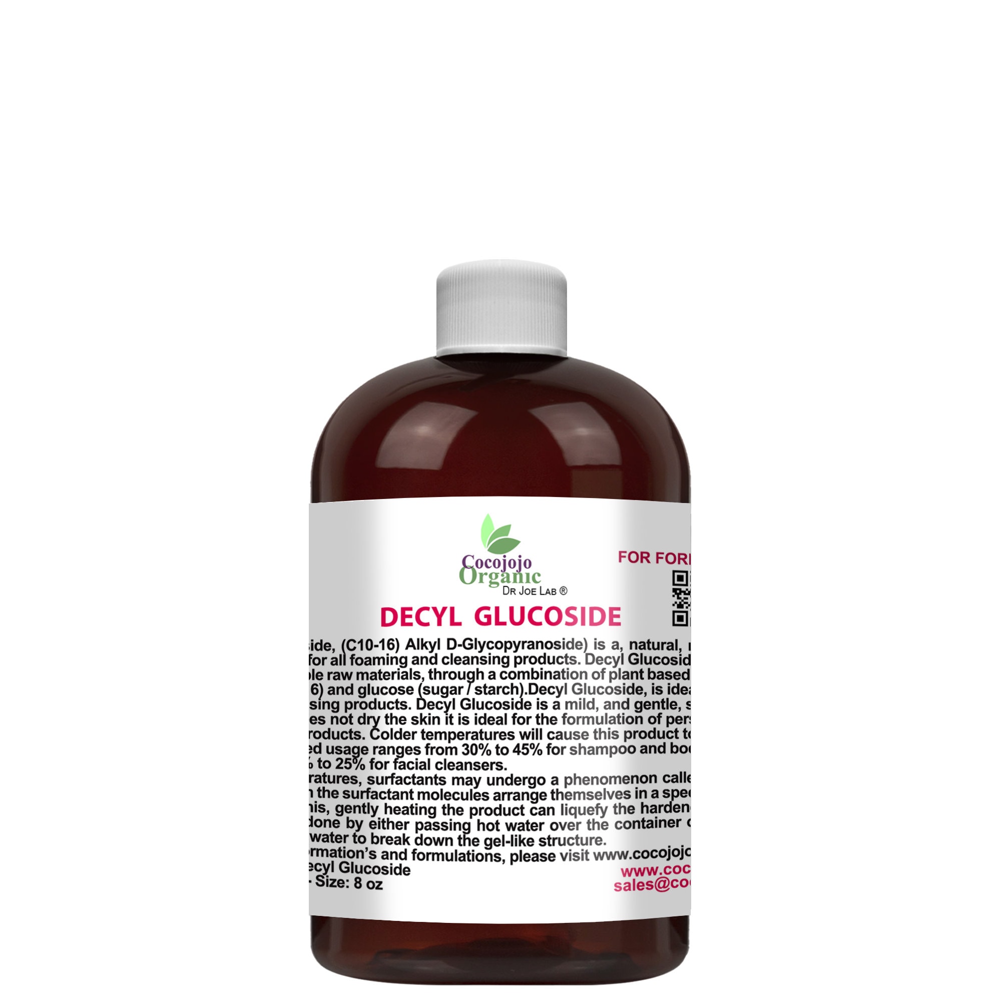 Decyl Glucoside: Plant-Derived Surfactant Non-GMO DIY Wash, Sensitive Skin, Soaps & Shampoos (8oz)