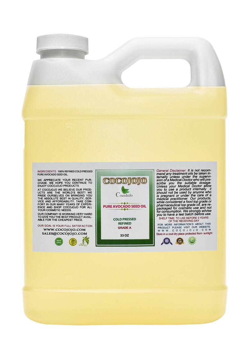 Avocado Seed Oil 100 Pure Refined Filtered Unscented Etsy