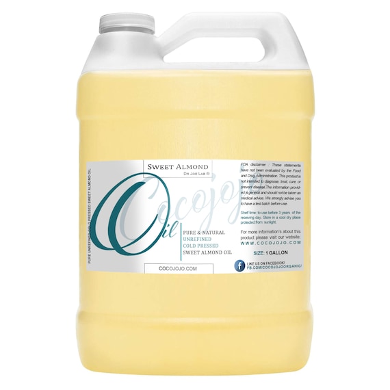 Unrefined Sweet Almond Oil: Cold Pressed, Additive-Free, Ethically Sourced, Cosmetic -Bulk(8-128oz)