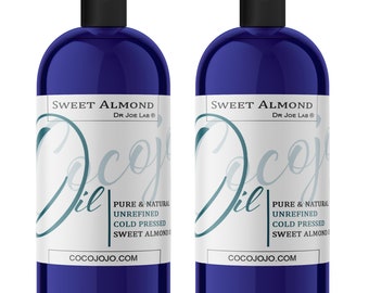 Unrefined Sweet Almond Oil: Cold Pressed, Non-GMO DIY For Skin & Hair (64oz) -Bulk