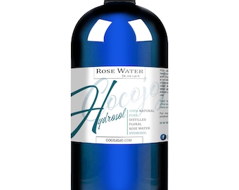 Rose Hydrosol Toner & Cleanser: Vegan, Hydrating Skin, Face and Body Care Refill (32oz) -Bulk