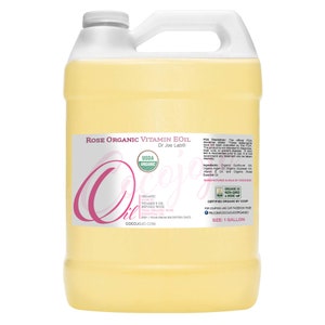 Organic Vitamin E 43,000 IU & Rose Essential Oil Blend - USDA Certified Organic Carrier Oil Hair Skin Face Body Cuticles DIY Massage