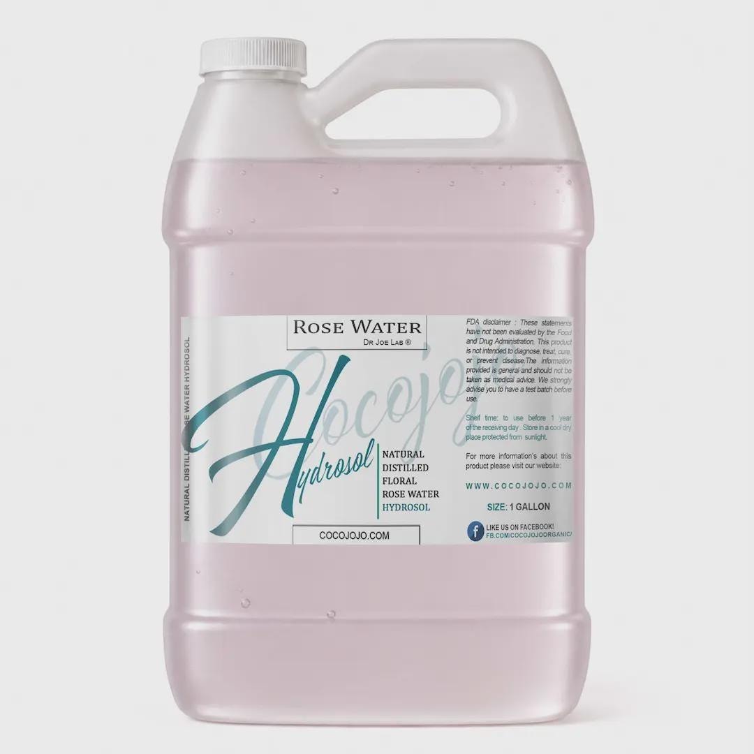 Rose Water Hydrosol: Cleanser, Floral Toner, Steam Distilled, Skin Hydrating Mist (8oz-1Gal)