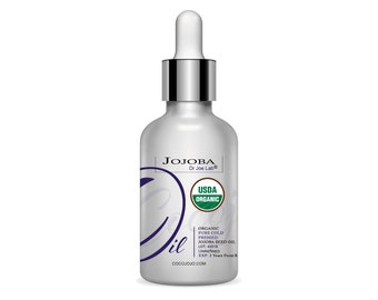 Aceite de jojoba: Certificado por el USDA, sin refinar, prensado en frío, para uso cosmético, capilar y de cuidado de la piel (1 oz)