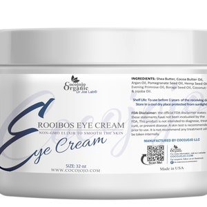 Rooibos Hydrating Eye Cream Mask: Jojoba Non-GMO Skin Smoothing Treatment (32oz)