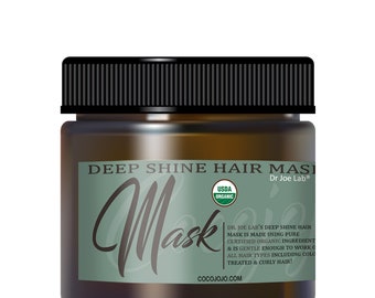 Organic Deep Shine Hair Mask - USDA Certified Organic Formula - Hydrating Conditioning Recovery Dry Brittle Damaged Hair Restores Nourishes