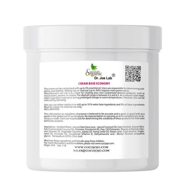 Crema base - Formulazione cosmetica premium, Etichettatura bianca, Riconfezionamento, Fai da te - Formula vegana idratante concentrata setosa - Idratazione delicata