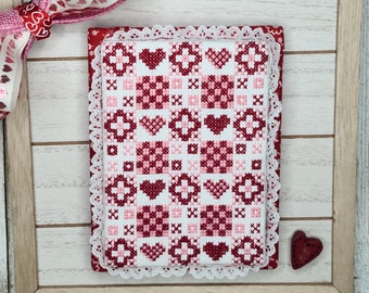 February Mini Quilt Cross Stitch Chart PDF, Heart Cross Stitch, Quilt Cross Stitch, Valentine Cross Stitch, Cross Stitch Pattern Download