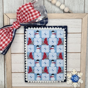 January Mini Quilt Cross Stitch Chart PDF, Cardinal Cross Stitch, Quilt Cross Stitch, Winter Cross Stitch, Cross Stitch Pattern Download