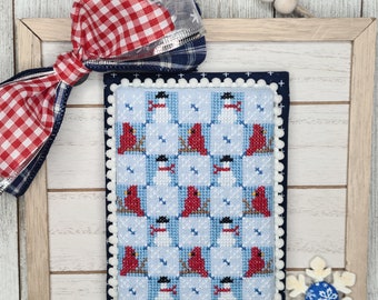 January Mini Quilt Cross Stitch Chart PDF, Cardinal Cross Stitch, Quilt Cross Stitch, Winter Cross Stitch, Cross Stitch Pattern Download