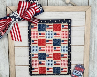 July Mini Quilt Cross Stitch Chart PDF, Summer Cross Stitch, Quilt Cross Stitch, Patriotic Cross Stitch, Cross Stitch Pattern Download, PDF