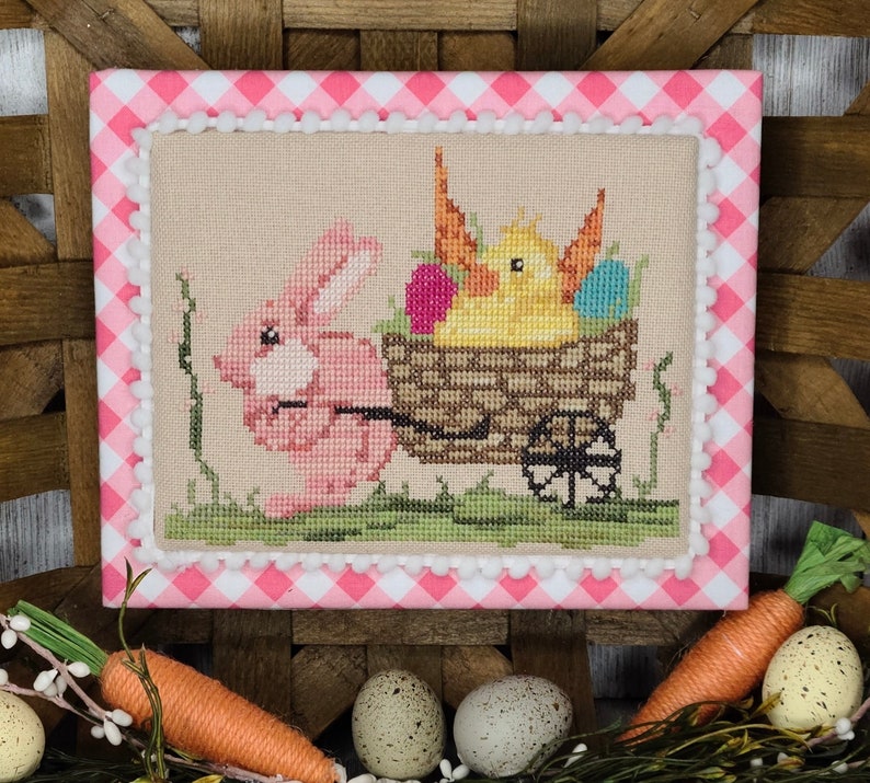 Delivery Day Cross Stitch Chart PDF, Easter Cross Stitch, Spring Cross Stitch, Cross Stitch PDF, Cross Stitch Pattern, Cross Stitch Download image 1